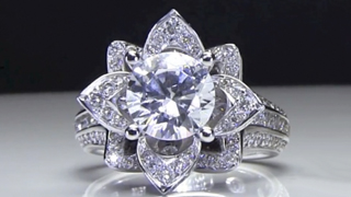 Large Blooming Beauty Flower Engagement Ring Laying Down Video