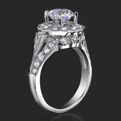 .60 ctw. Diamond Halo Diamond Channel Set Engagement Ring