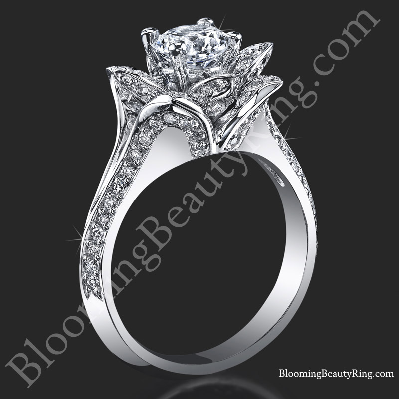 Lotus Ring 8 Petal 1.00 ct. Diamond Band Flower Ring - bbr588