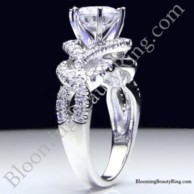 6 Prong Beautiful Crossover Pave Set Designer Engagement Ring - bbr595