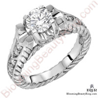 Rope Style Shank Engagement Ring with Diamond Accented U Prongs