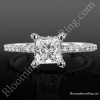 Diamond Encrusted Unique Petite Engagement Ring