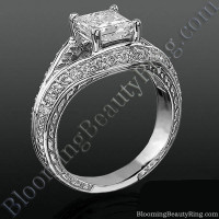 Diamond Paved Artistically Designed Split Shank Engagement Ring