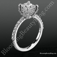 High Spirited Diamond Encrusted Unique Petite Engagement Ring