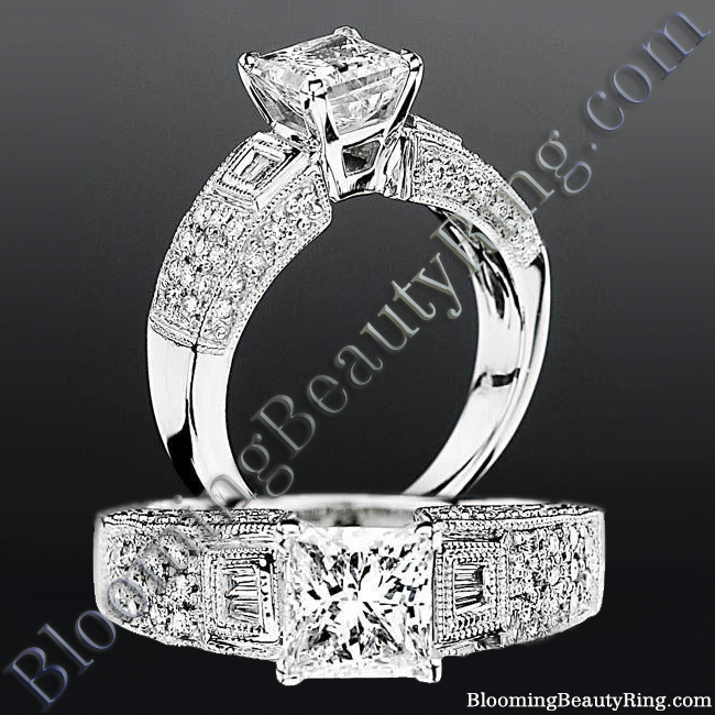 Pave Wide Diamond Band with Intricate Milgrain Edging and Design - bbrnw6003
