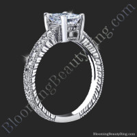 Radiant Diamond Ring with Low Mounting and Custom Engraving