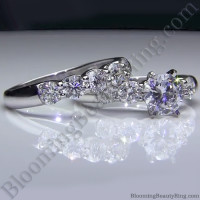 Tiffany Style 9 Large Stone Diamond Engagement Ring Set -2