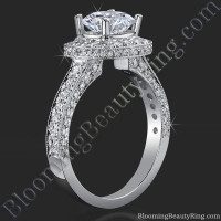 Unique Slant Top Diamond Halo Engagement Ring