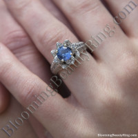 Blue Sapphire Flower Ring