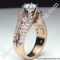 pink gold split shank diamond engagement ring