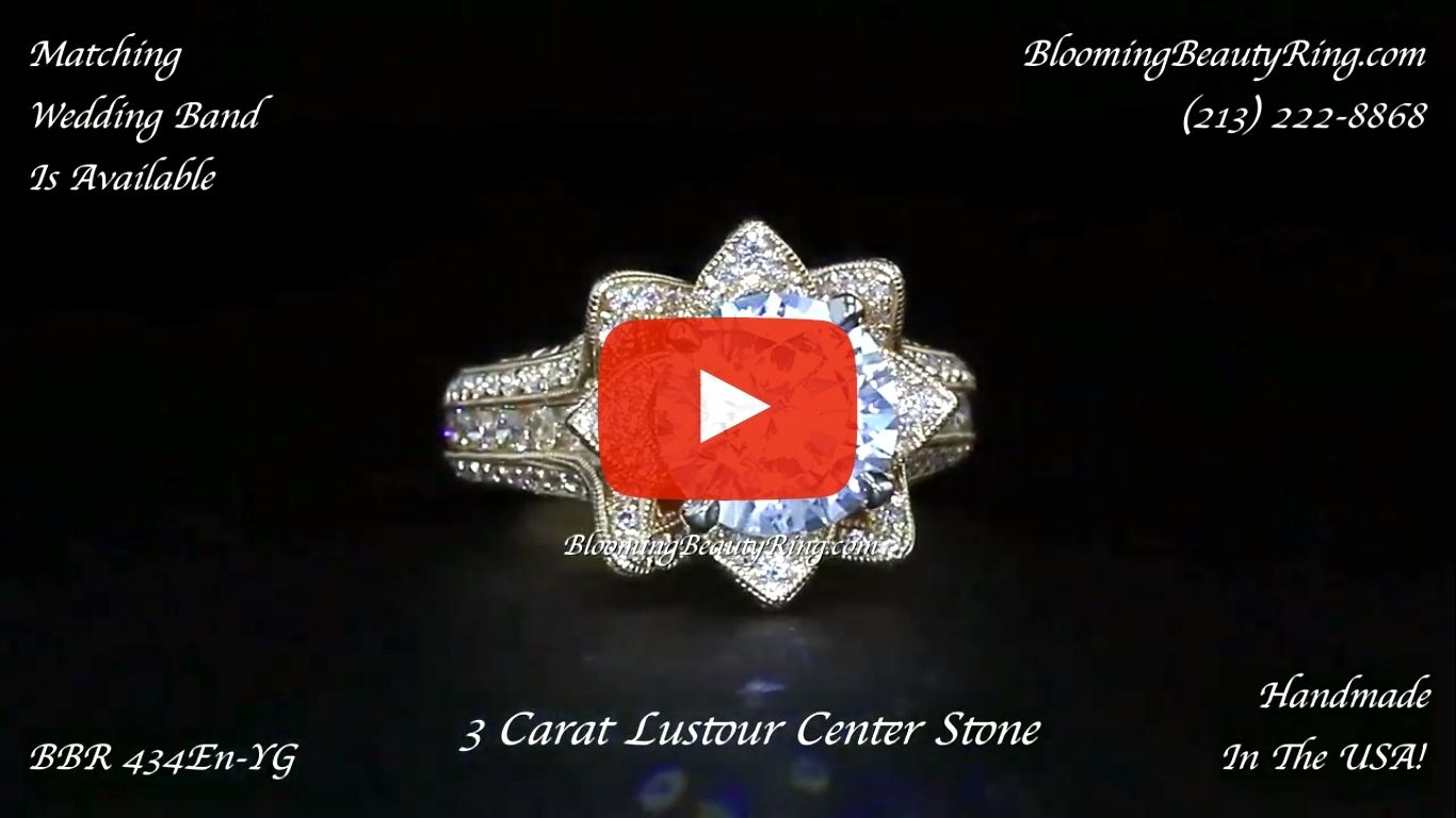 1.78ctw Yellow Gold Large Hand Engraved Blooming Beauty Flower Diamond Engagement Ring – bbr434ygen laying down video