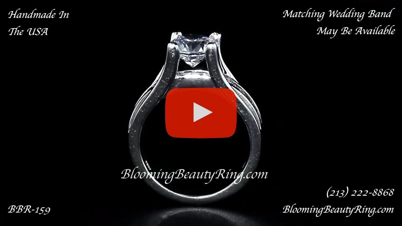 Wide Band Floating Diamond with Invisible Channel Set Princess Cut Diamonds – bbr159 standing up video
