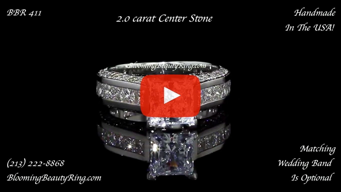 BBR 411 Handmade In The USA Diamond Engagement Ring With Princess Cut Diamo laying down video