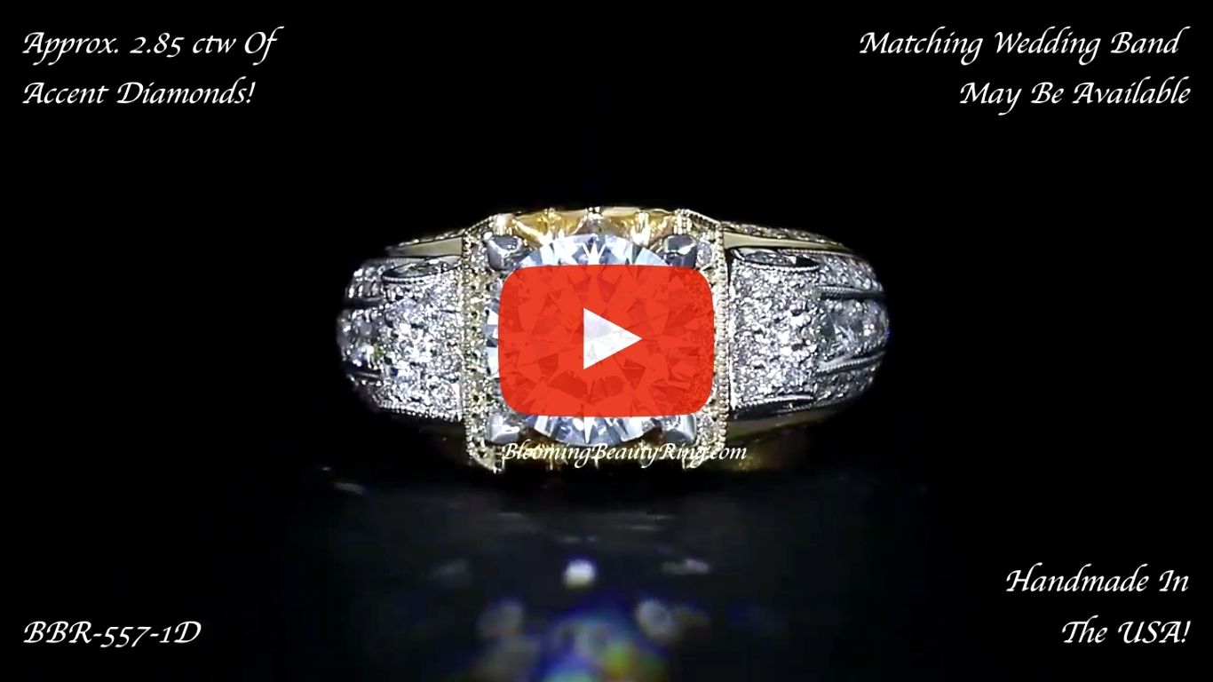 Two Toned Scrollin Tiffany Round Diamond Engagement Ring – bbr557-1 laying down video