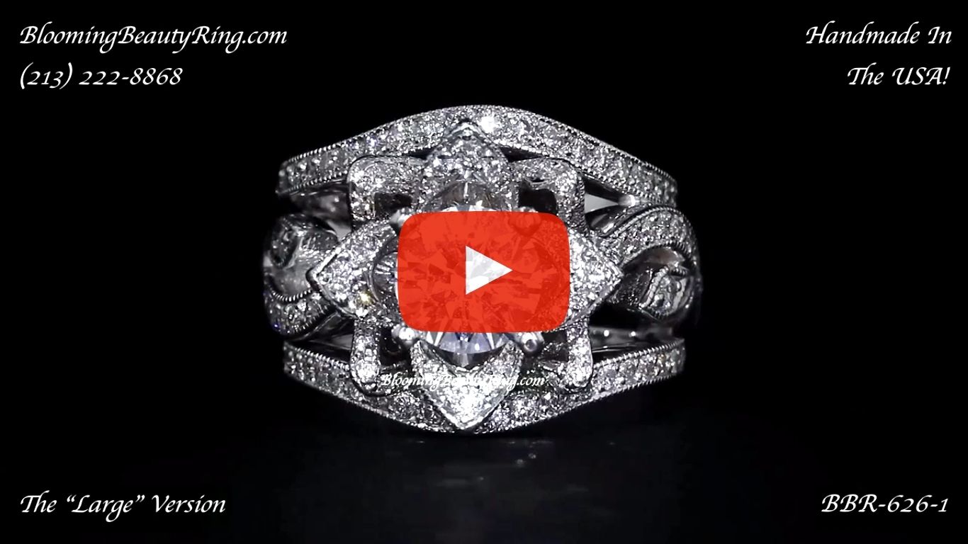 The Large Lotus Swan Double Band Flower Ring Set – bbr626-1 laying down video