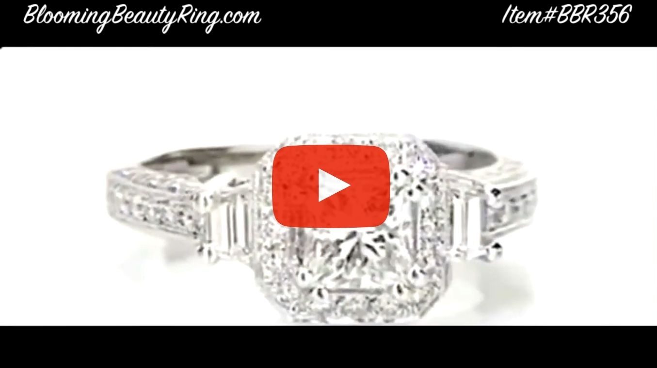Octagonal Pave Styled 8 Pronged Halo Diamond Engagement Ring – bbr356 laying down video