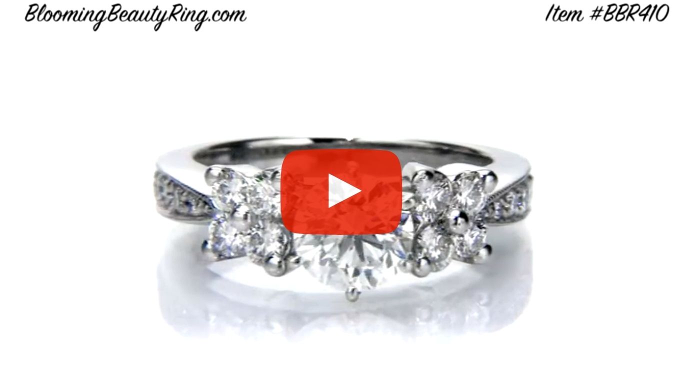 Petite Graduated 4 Diamond Cluster Tapered 6 Prong Engagement Ring Setting – bbr410 laying down video