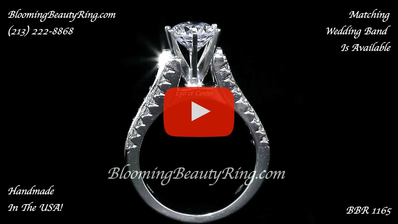 Diamonds On The Tips Modified 6 Prong Cathedral Split Band Princess Cut Ring – bbr1165 close up standing up video