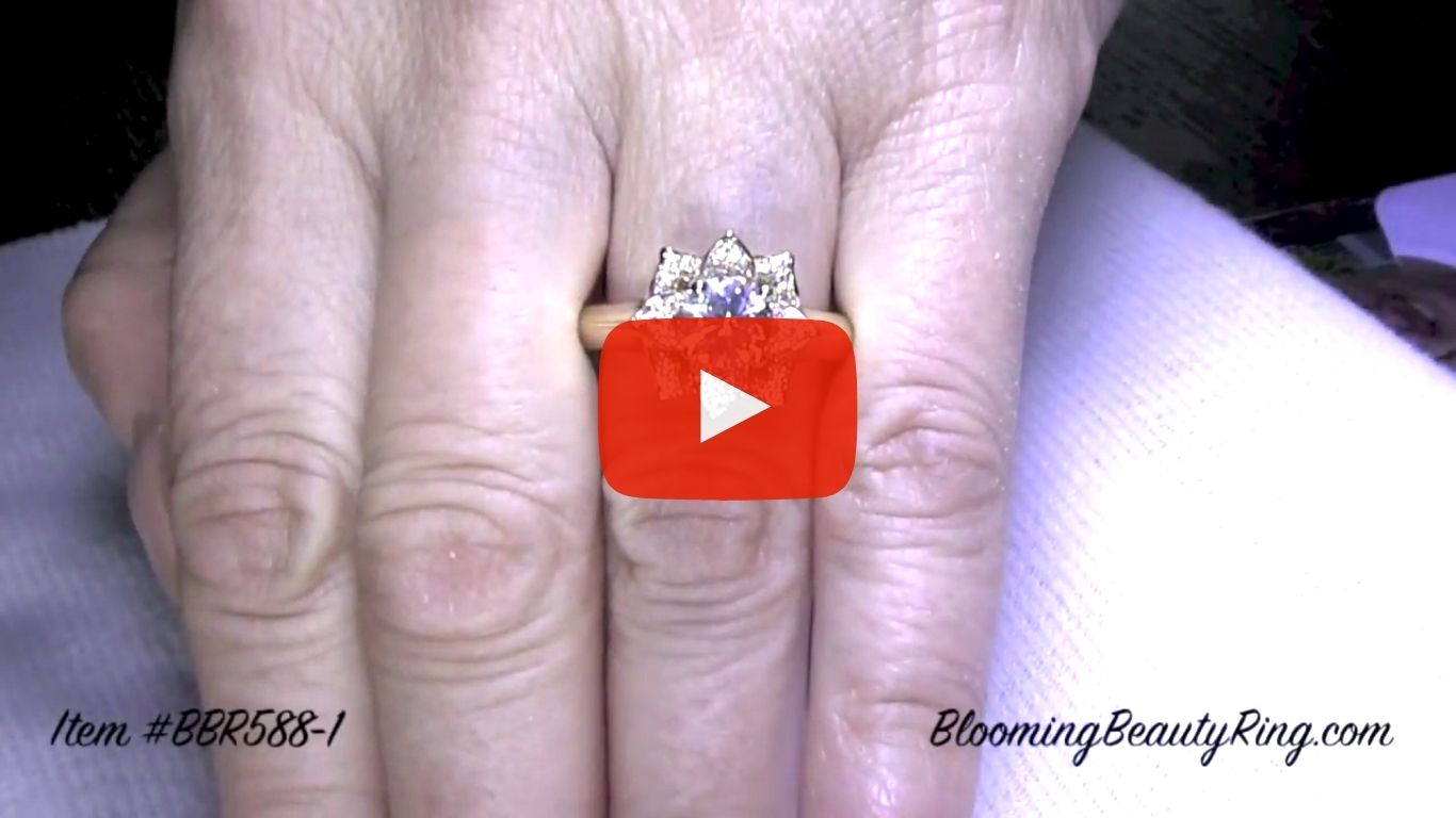 Lotus Ring 8 Petal .58 ct. Diamond Clean Split Shank Flower Ring bbr588-1 on the finger video