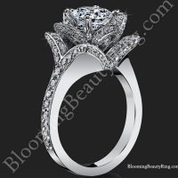 The Crimson Rose 1.58 ctw. Rose Cut Flower Diamond Engagement Ring – bbr607