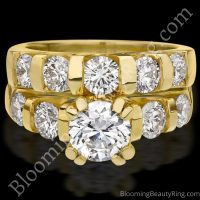 Ribboned Tension Set Large Diamond 8 Prong Engagement Ring