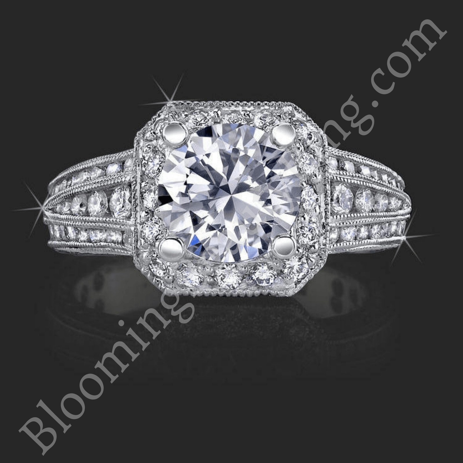 Crown Flat Bottom European Style Band with Over 80 Hand Set High ...