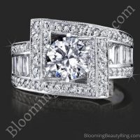 1.85 ctw. Double Seven Round and Baguette Engagement Ring - bbr4549 laying down