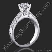 1.08 ctw. 3 Column Micro Pave 6 Prong Diamond Engagement Ring Set - Engagement Ring