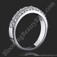 1.08 ctw. 3 Column Micro Pave 6 Prong Diamond Engagement Ring Set - Wedding Band