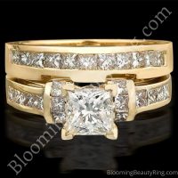 2.0 ctw. Channel Set 4 Prong Princess Diamond Engagement Ring Set