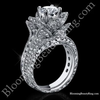 1.67 ctw. Small Hand Engraved Blooming Beauty Wedding Ring Set<br>$5600