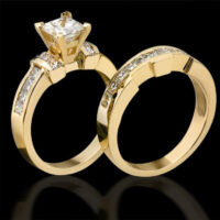 2.0 ctw. Channel Set 4 Prong Princess Diamond Engagement Ring Set