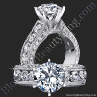2.10 Carat Round Diamond Engraved Engagement Ring