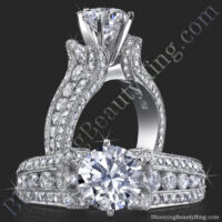 5 Sided 10 Column Engagement Ring w/ Hundreds Of Diamonds