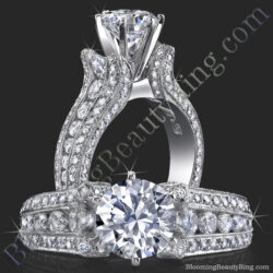 1.65 ctw. 10 Column Round Diamond Tiffany Style Engagement Ring - bbr455