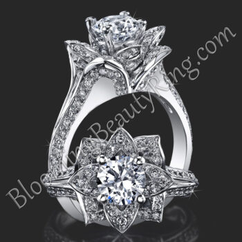 Lotus Ring 8 Petal 1.00 ct. Diamond Band Flower Ring – bbr588