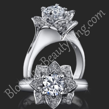 Lotus Ring 8 Petal .58 ct. Diamond Clean Split Shank Flower Ring bbr588-1