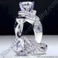 6 Prong Beautiful Crossover Pave Set Designer Engagement Ring