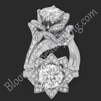 The Crimson Rose 1.58 ctw. Rose Cut Flower Diamond Engagement Ring