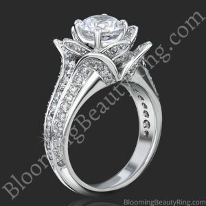 1.37 ctw. Small Blooming Beauty Lotus / Rose Flower Engagement Ring