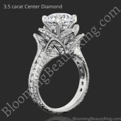 1.78 ctw. Large Hand Engraved Blooming Beauty Engagement Ring