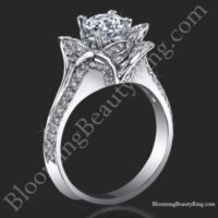 Lotus Ring 8 Petal 1.00 ct. Diamond Band Flower Ring<br>$3100