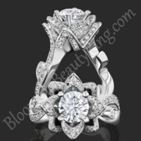 The Large Lotus Swan 1.48 ct. Diamond Engagement Flower Ring