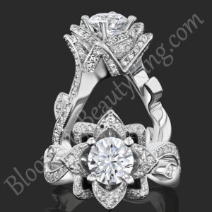 The Lotus Swan 1.48ct. Diamond Engagement Flower Ring - bbr626
