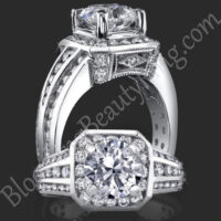 Trio Channel Band / European Style / Halo Engagement Ring