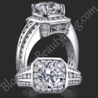 Trio Channel Set Round Diamonds with Artistic European Style Thick Band Halo Head – bbr352