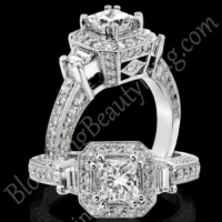 Octagonal Pave Styled 8 Pronged Halo Diamond Engagement Ring