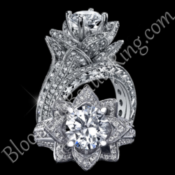 2.08 ctw. Large Hand Engraved Blooming Beauty Wedding Ring Set – bbr434en-set