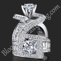 Double Crossover Ribbon Styled Diamond Engagement Ring