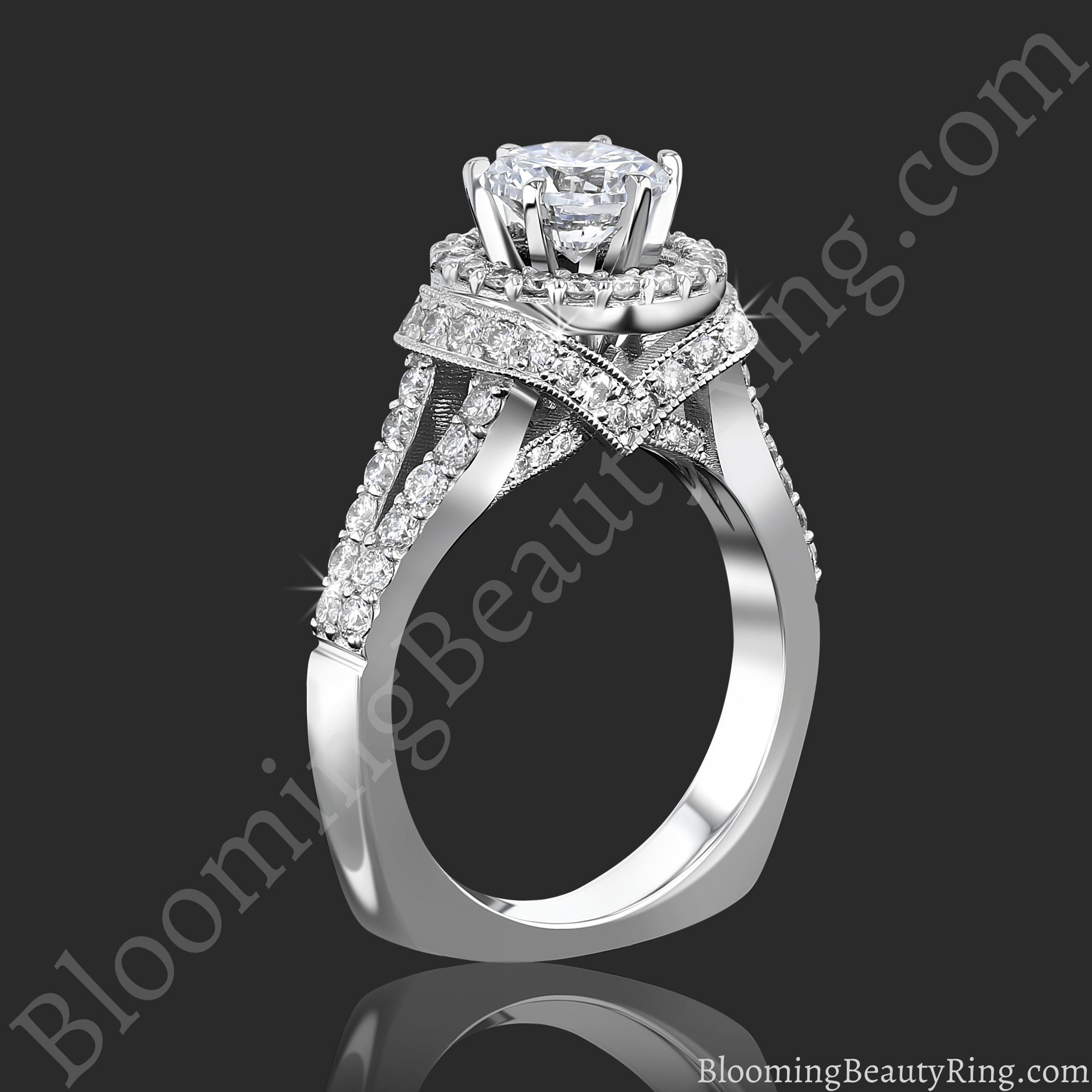 Breathtaking 1.60 ctw Halo Diamond Engagement Ring Handmade In The USA To Perfection bbr733